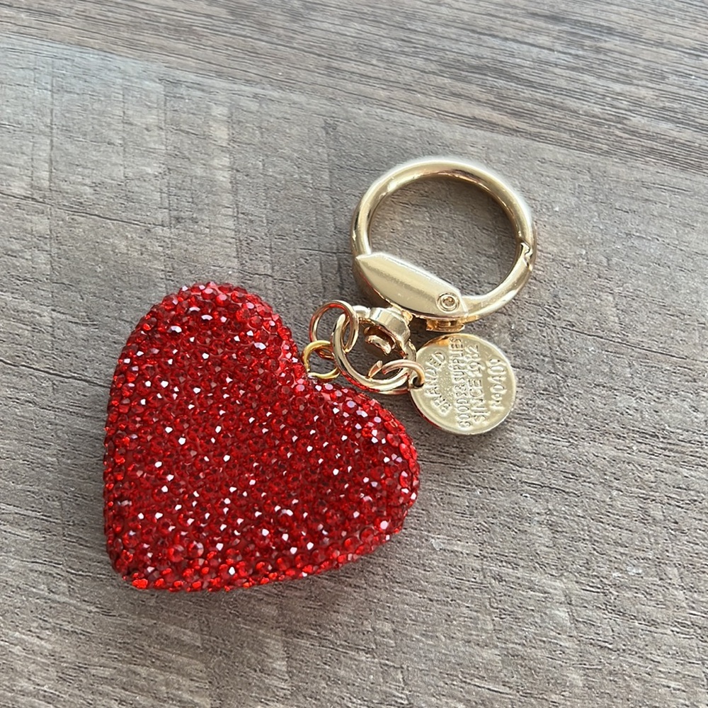 NWOT red crystal bling heart keychain - Picture 3 of 3